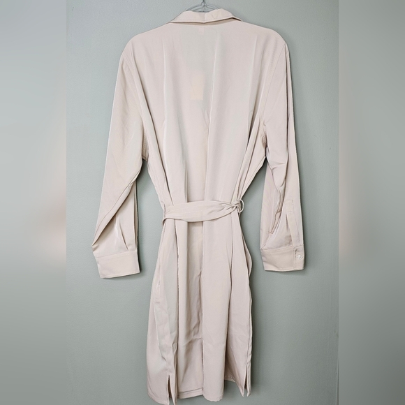 Banana Republic Women's Long Sleeve Satin Twill Mini Shift Dress in Oyster Pearl - Picture 6 of 8